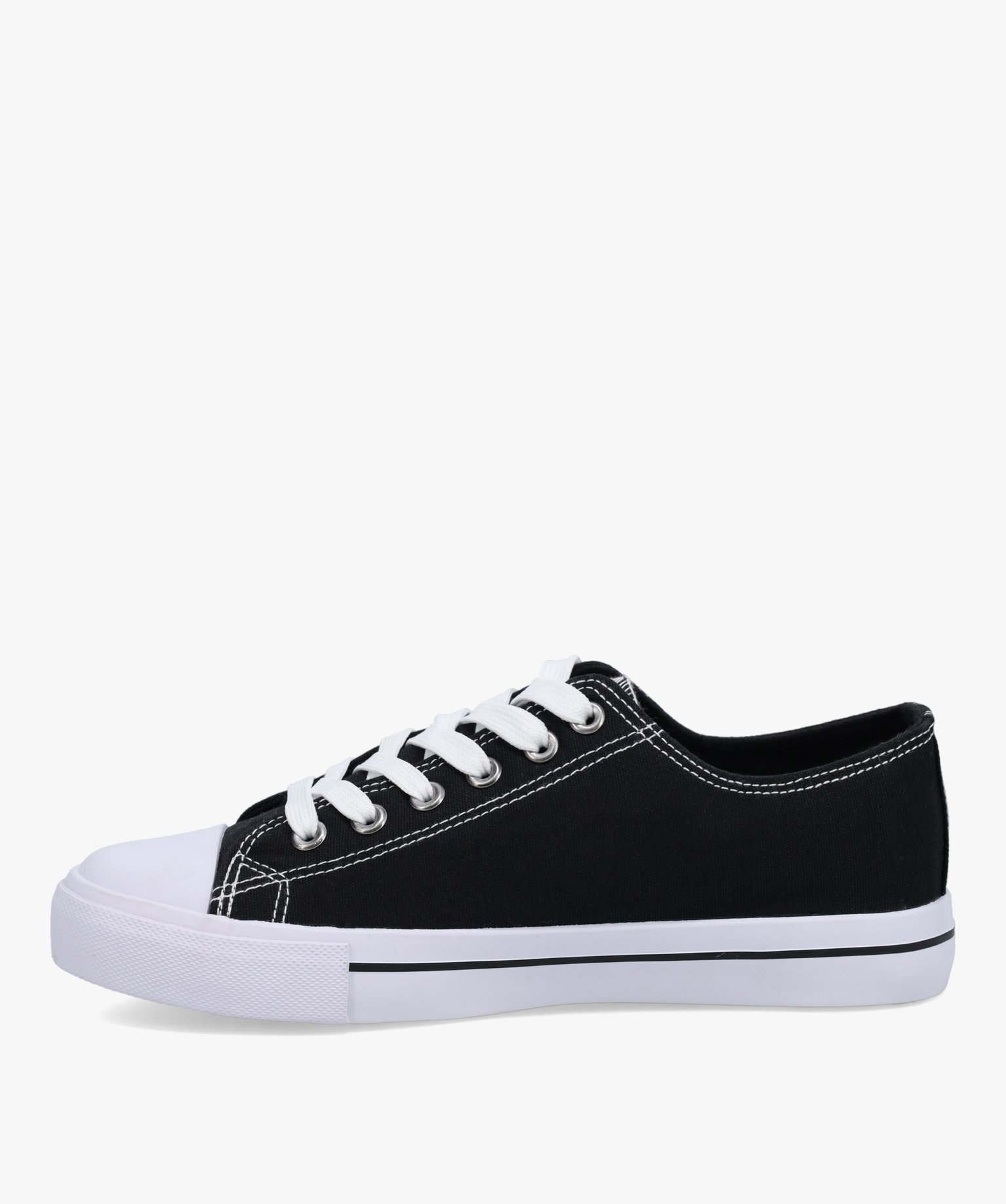 Baskets femme en toile à bout renforcé fermeture lacets noir | GEMO