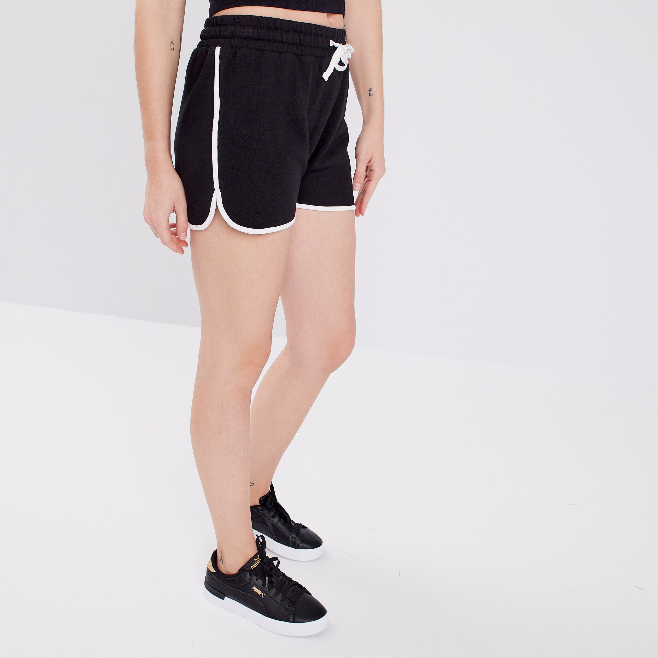 Jogging-Short droit taille élastiquée noir femme | La Halle