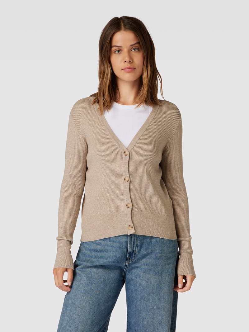 Cardigan mit V-Ausschnitt Modell 'COMFY' in mittelbraun
