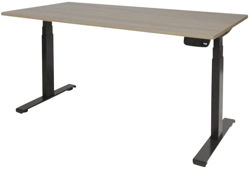 Schaffenburg Höhenverstellbar Sitz-Stehschreibtisch Rechteckig Eiche Holz Schwarz T-Fuß 1.800 x 800 x 645 mm