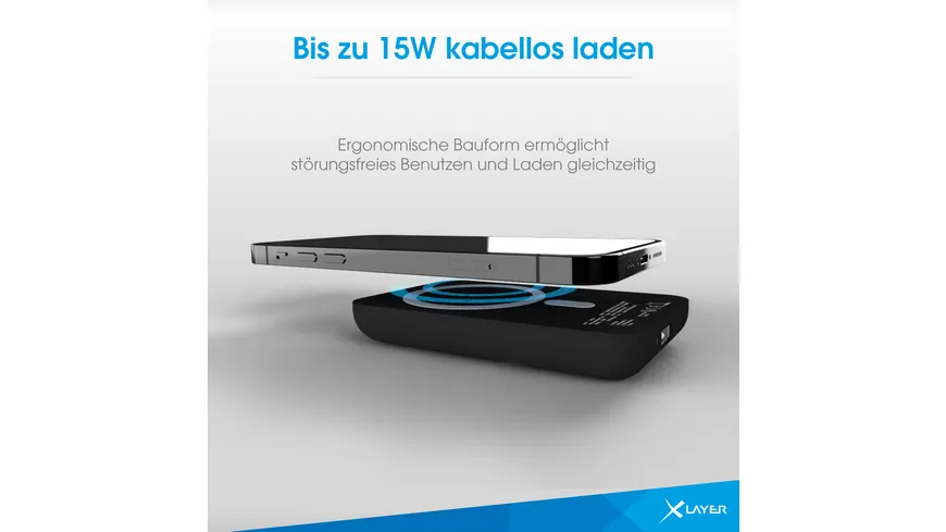 XLayer MagFix Pro Powerbank magnetisch 5.000 mAh PD 20W Schwarz