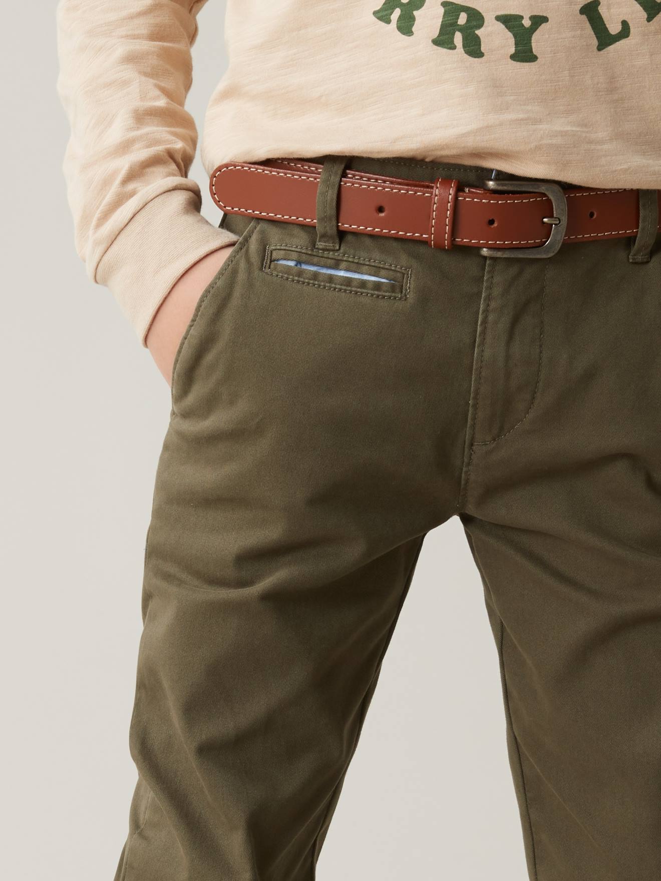 Pantalon chino garçon CYRILLUS kaki