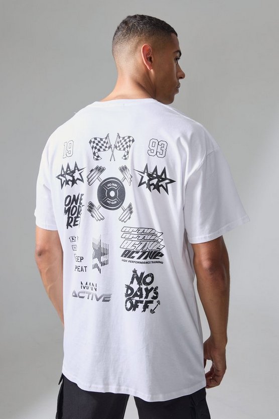 Man Active Oversize T-Shirt mit Print