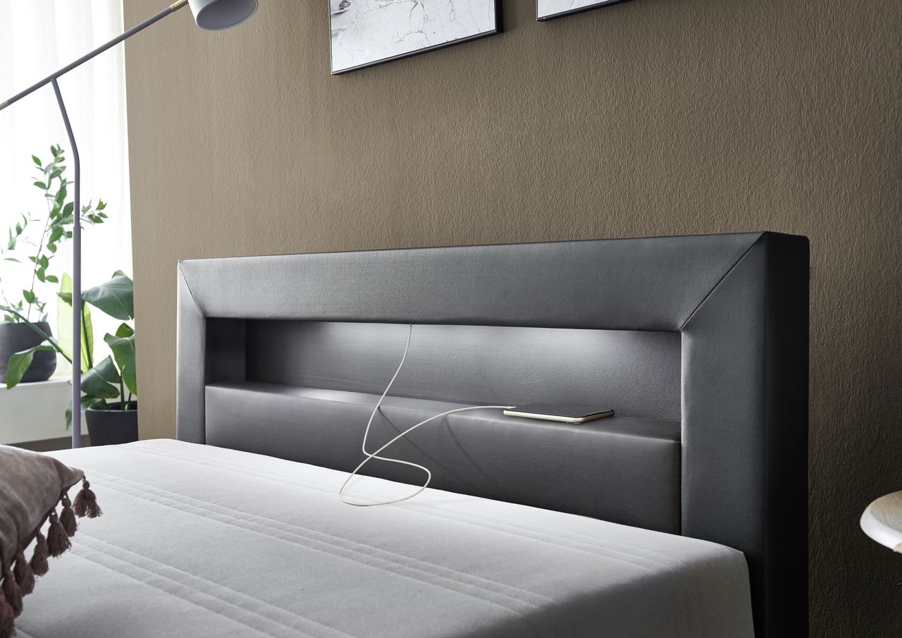 Relita Boxbett MINA mit LED schwarz 140x200