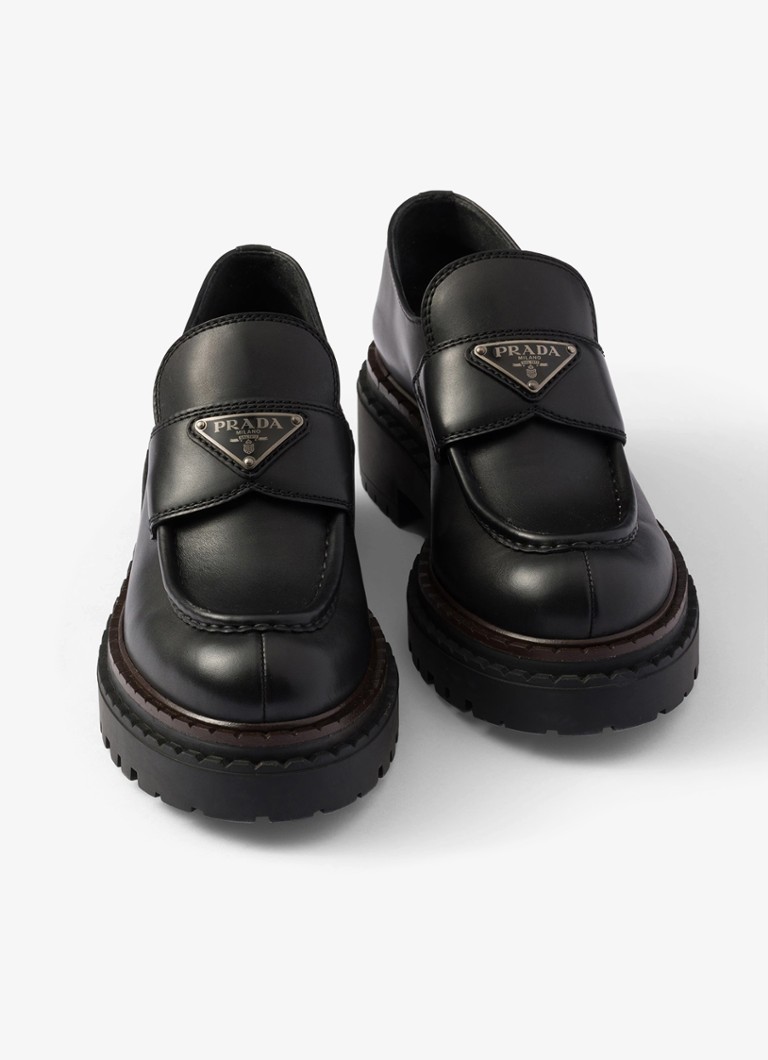 Prada  Double Chocolate loafer van leer
