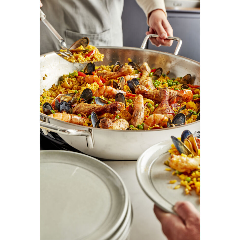 Paella-Pfanne ohne Deckel 46 cm, 18/10 Edelstahl, Silber