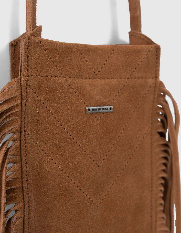 Sac pour smartphone camel à franges fille