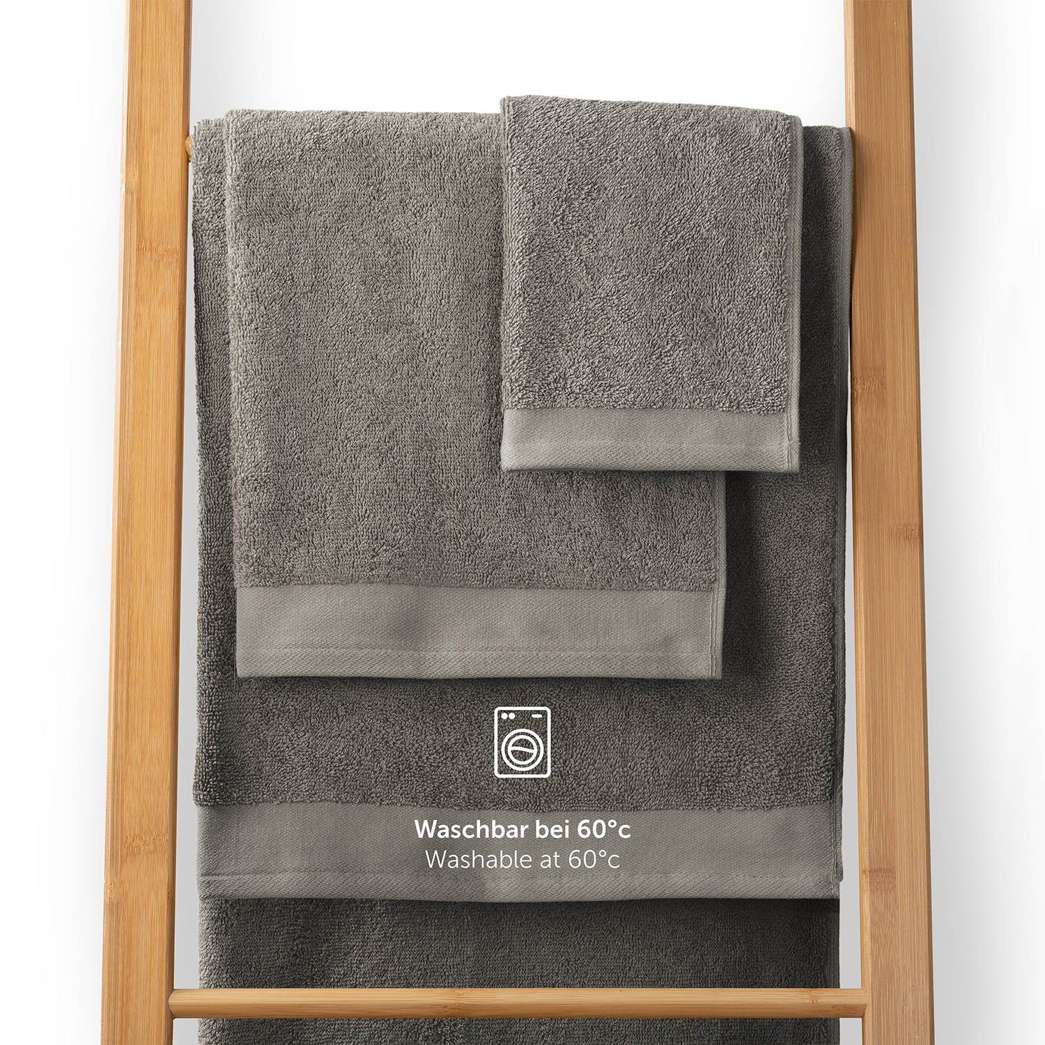 Blumtal Badetücher Premium weiche Frottier 2er Handtücher Set mit Aufhängschlaufen, Frottee (2-St), Baumwolle Oeko-TEX Zertifiziert, saugstark - Saunatuch, Strandhandtuch