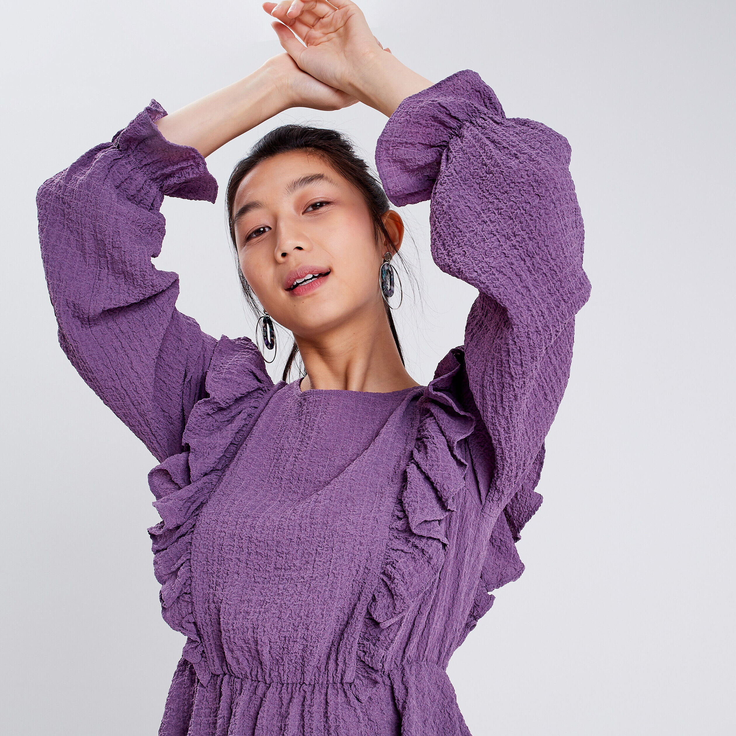 Blouse manches longues violet femme | Cache Cache