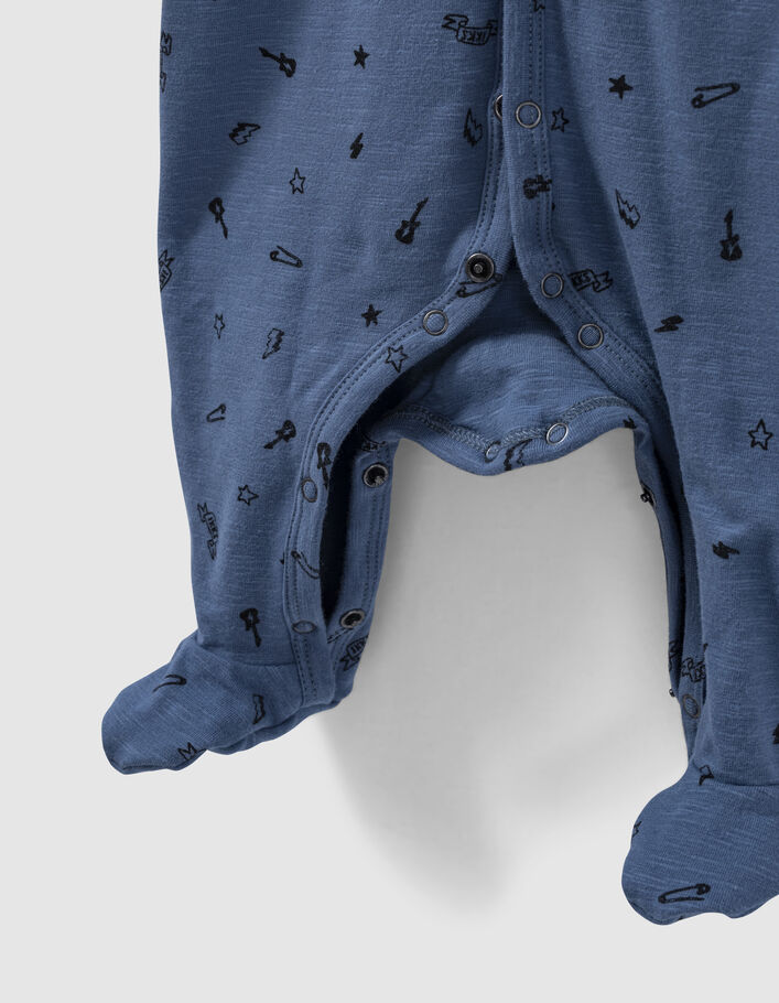 Dors-bien bleu moyen imprimé rock coton bio bébé