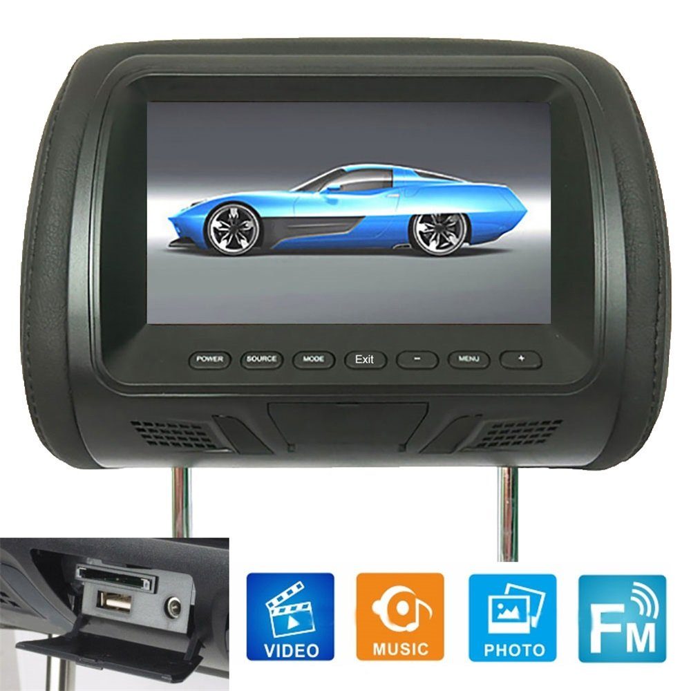 Rutaqian 7Zoll Auto Monitor Rücksitzunterhaltung Multimedia-Spieler Multifunktionsspieler (Riemenantrieb)