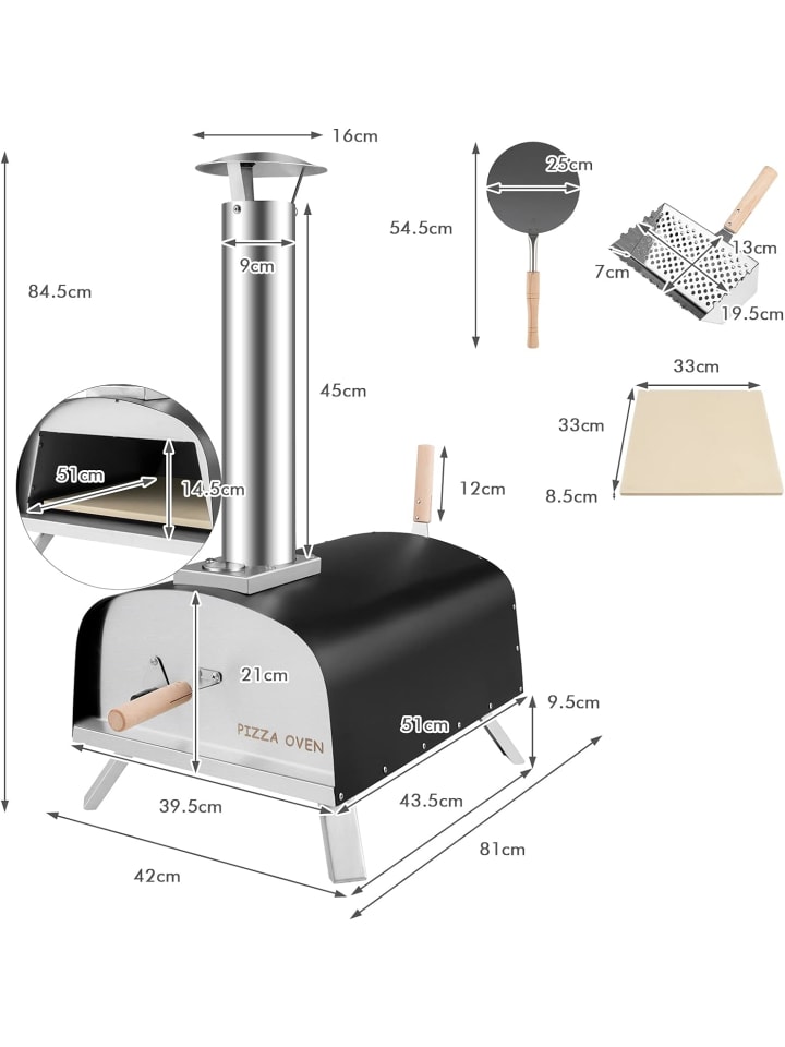 COSTWAY Pizzaofen Outdoor in Schwarz günstig kaufen onesize