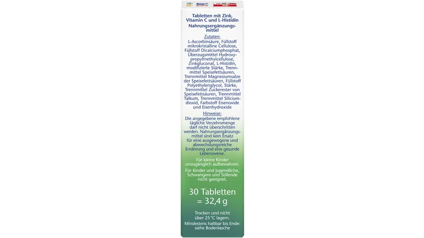 Doppelherz Zink + Histidin + Vitamin C Depot 30 Tabletten