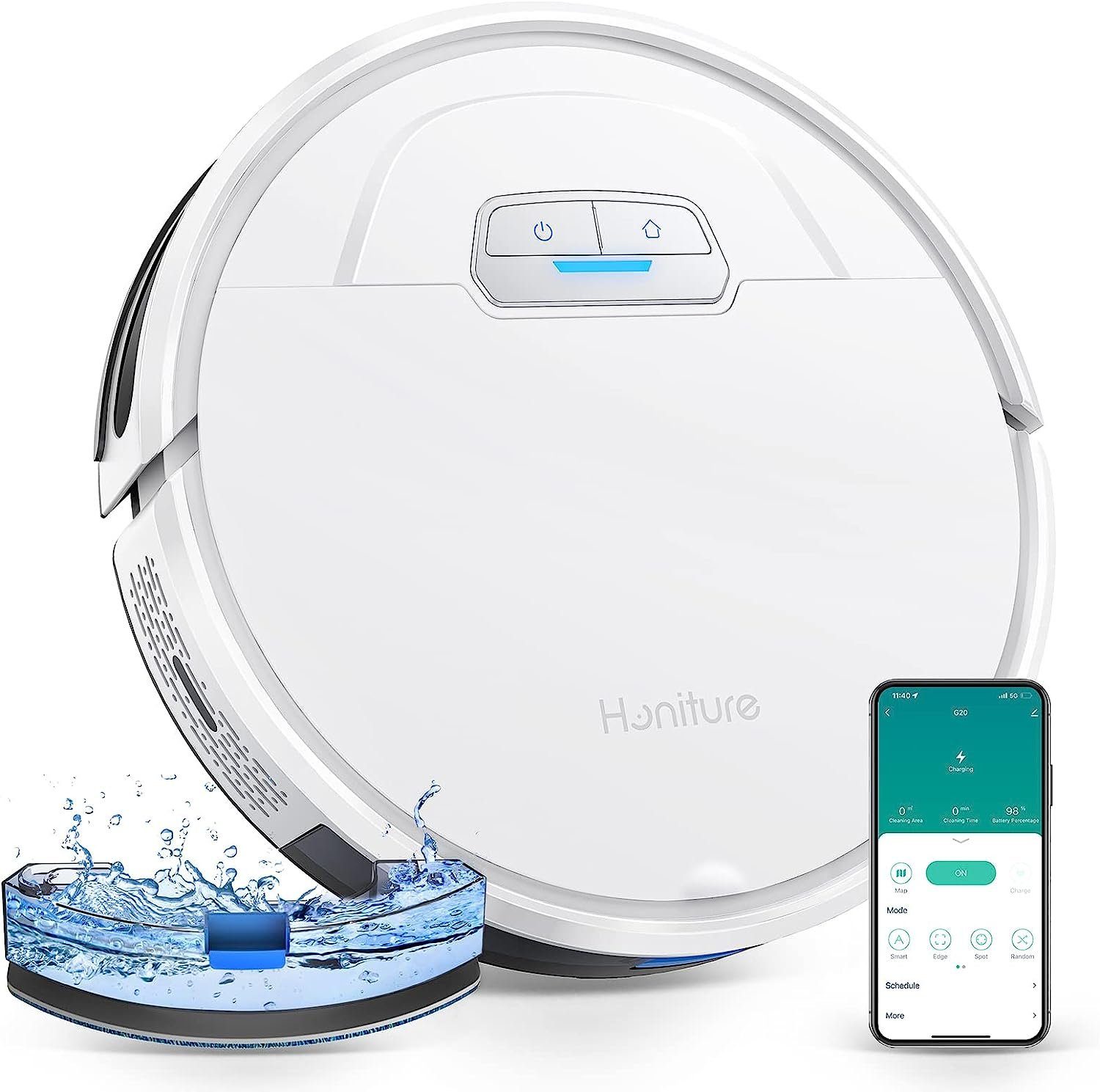 Honiture Saugroboter, Saugroboter mit Wischfunktion, Staubsauger Roboter 3000Pa,Kehren Saugen Wischen 3 in 1 Roboterstaubsauger WLAN,Alexa & APP-Steuerung