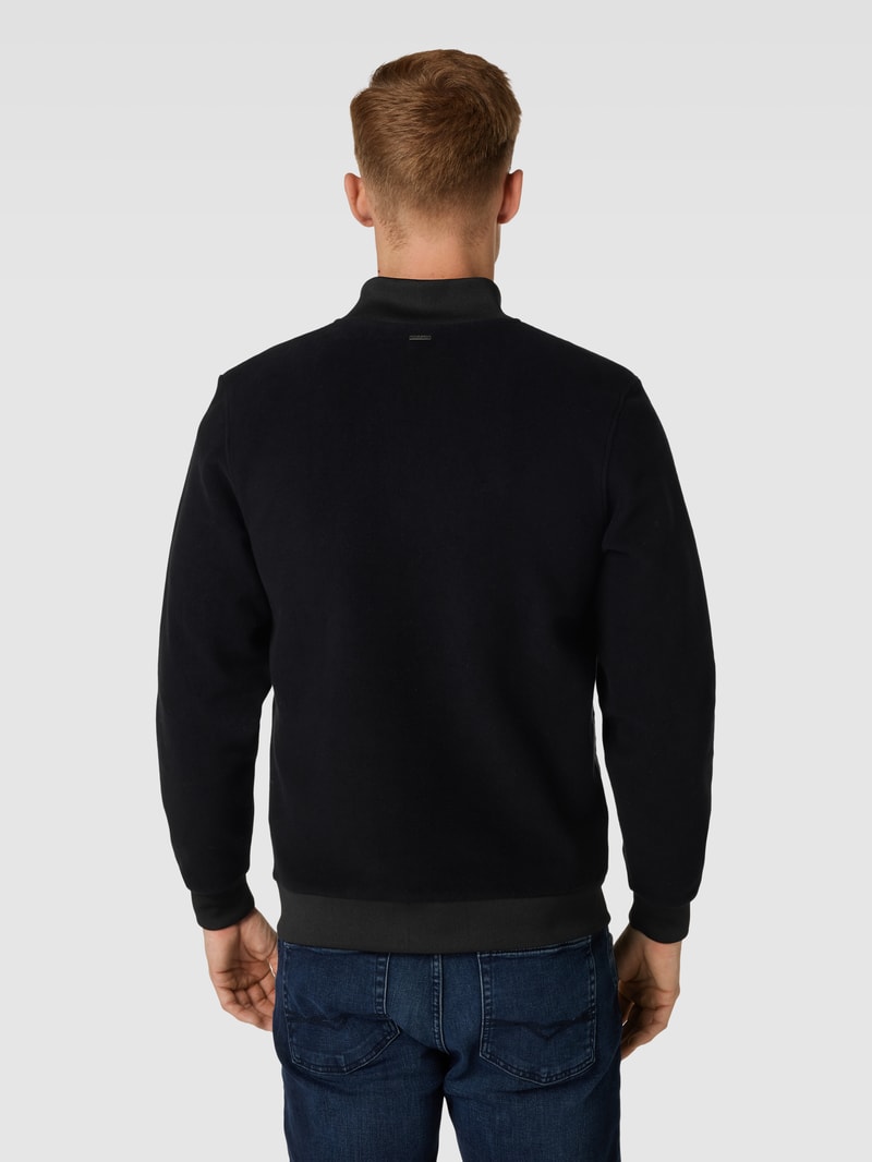 Sweatjacke mit Two-Tone-Machart Modell 'Tiago' in schwarz