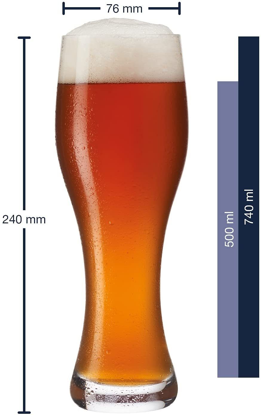 GRAVURZEILE Bierglas Leonardo Weizenglas mit Gravur - Bester Papa der Welt, Glas, Geschenk für Männer - Vatertagsgeschenk - 0,5l Weizenbierglas