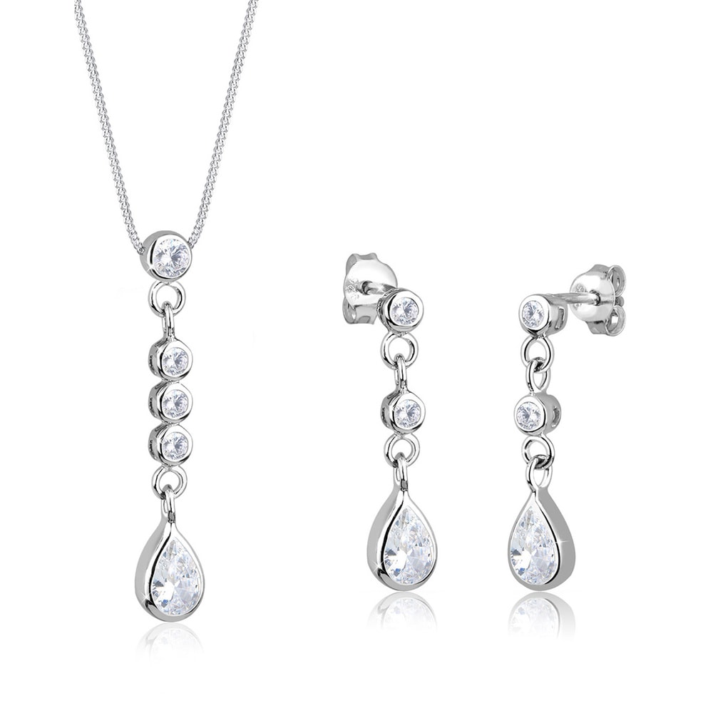 Elli Elli Ensemble de Bijoux Tropfen Zirkonia 925 Sterling Silber Bijoux