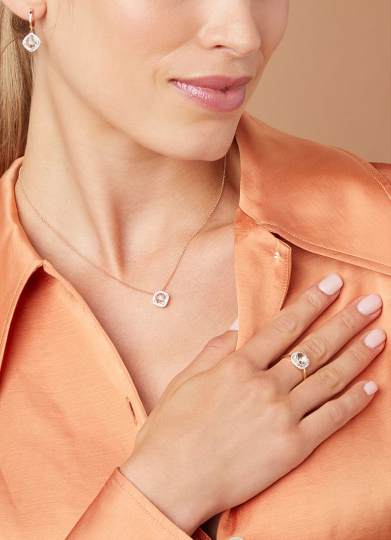 Diamond Point Yellow Gold Pendant, 1.92 ct White Topaz, Fiesta