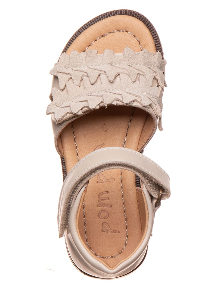 POM POM Leder-Sandalen in Beige günstig kaufen
