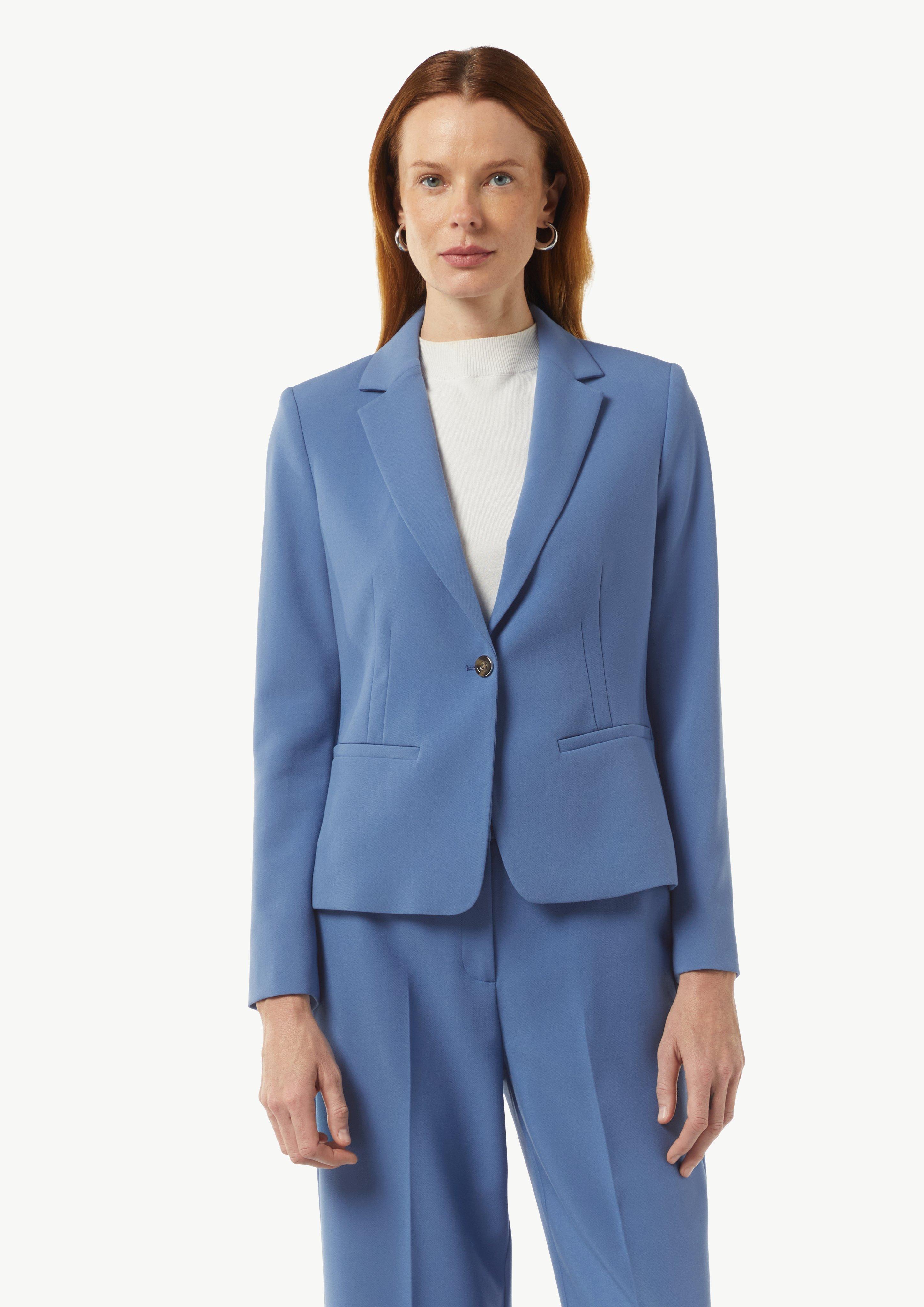Leicht antaillierter Twillblazer mit Reverskragen - blau