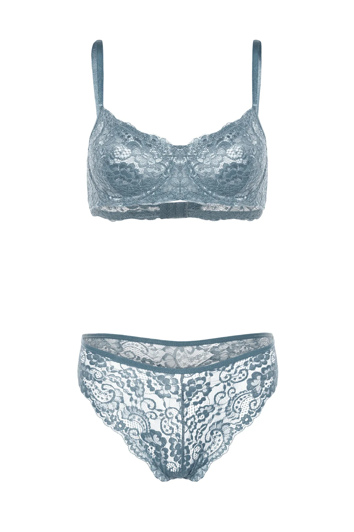 Trendyol Collection  Anthrazitfarbenes Strick-Dessous-Set ohne Bügel und ohne Bügel aus Spitze THMAW22AU0237