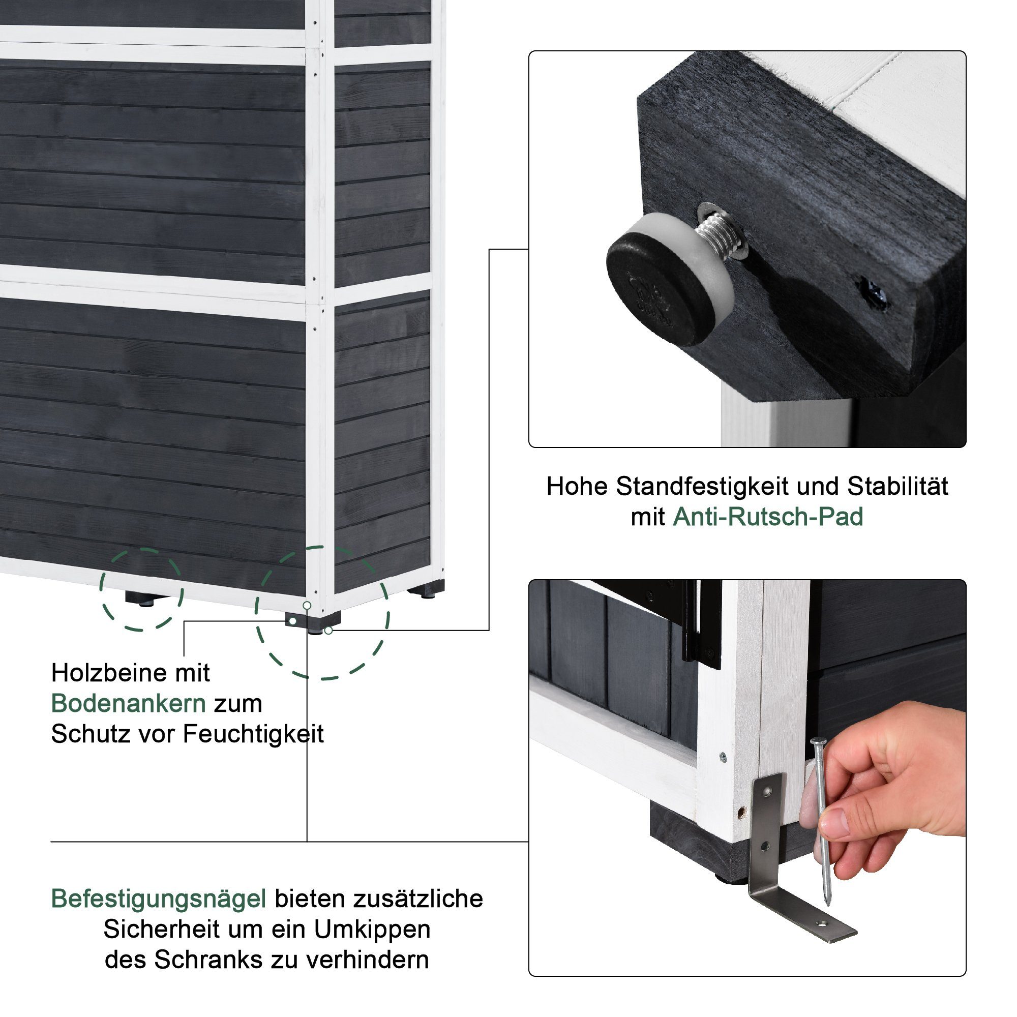 MCombo Gartenbox MCombo Gartenschrank Werkzeugschrank 1000, Outdoor-Schrank Gartenbox, Satteldach, Holz48 X 90 X 178 cm