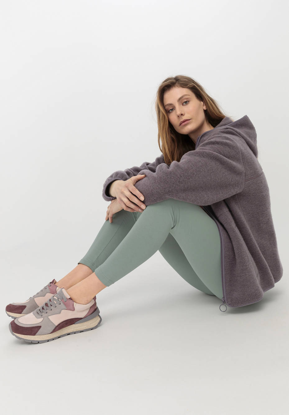 Wollfleece Jacke mit Kapuze aus reiner Bio-Merinowolle