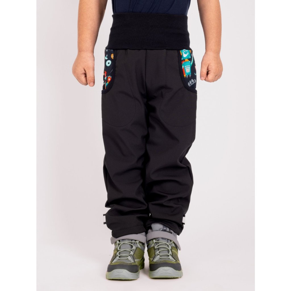 Unuo Kinder-Softshellhose mit Fleece Basic Roboter Schwarz