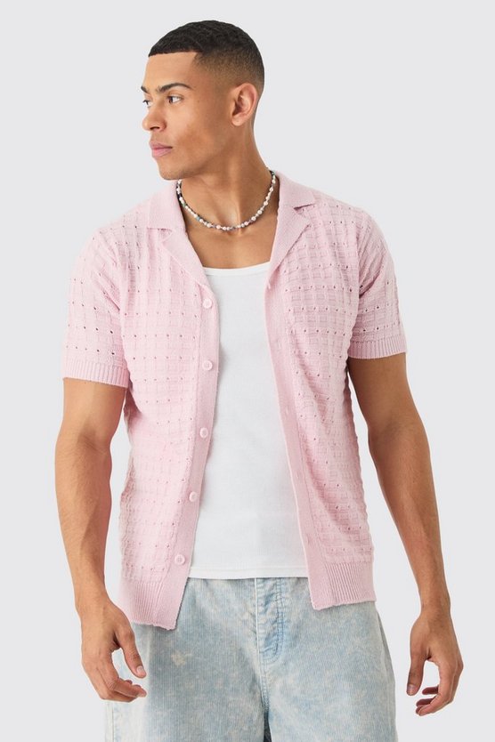 Pinkes Hemd mit Knopfleiste