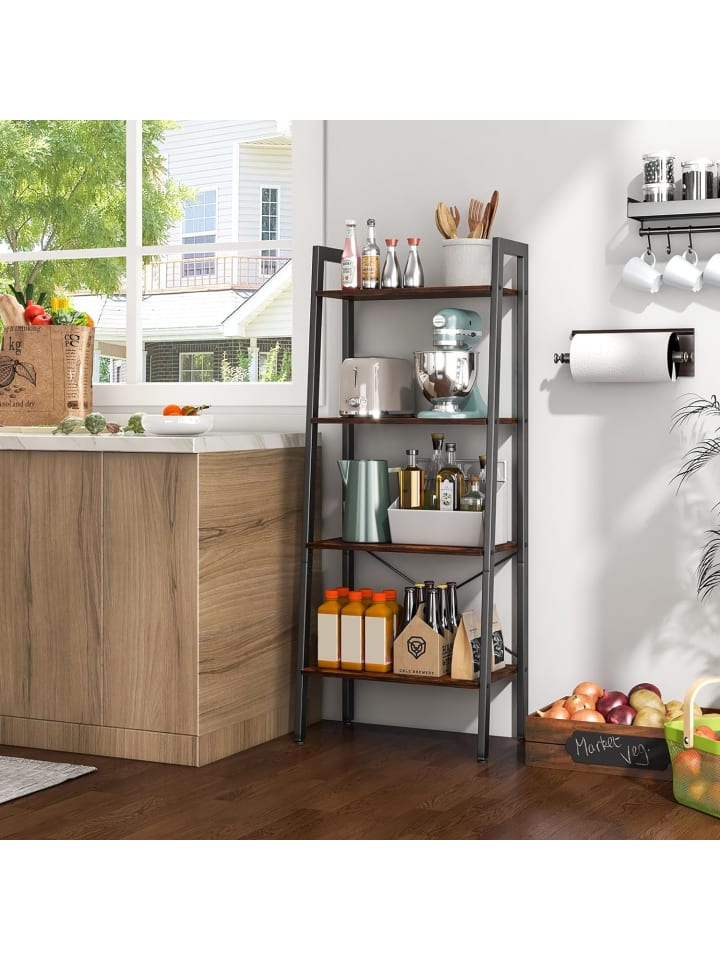 COSTWAY 4 Ebenen Bücherregal in Braun günstig kaufen 34 cm