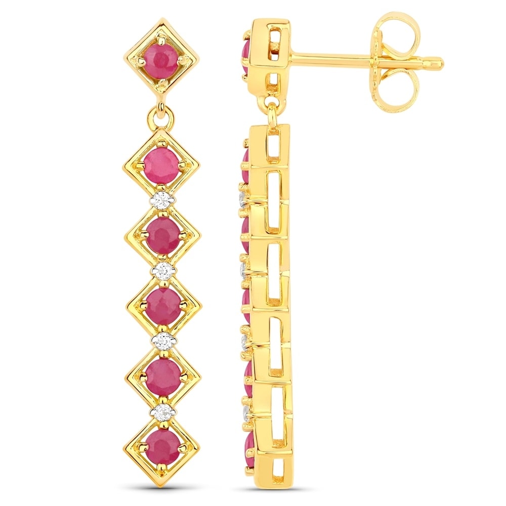 Rafaela Donata Boucles doreilles Argent sterling Rubis en Or jaune Bijoux