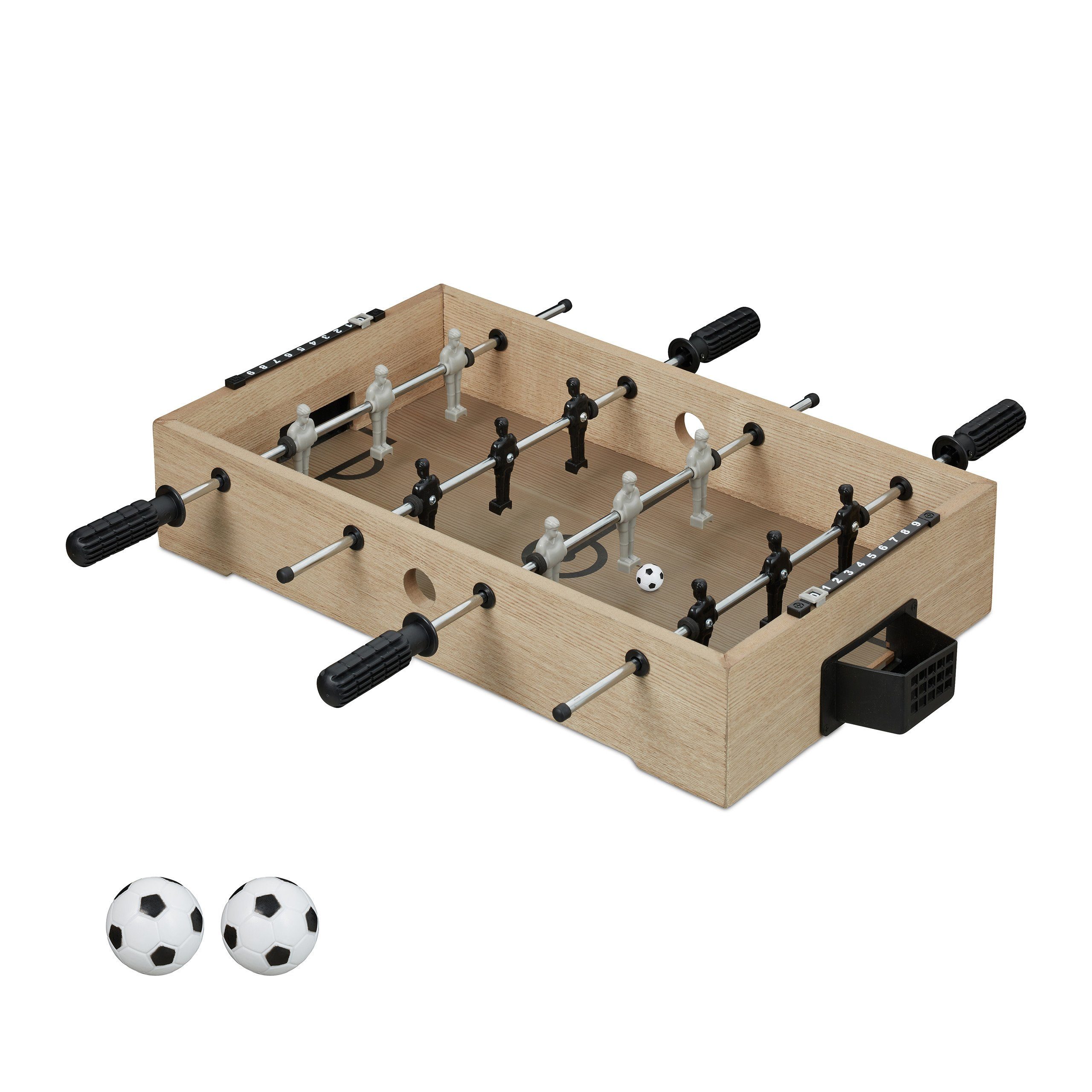 relaxdays Mini-Tischkicker Tischkicker in Holzoptik