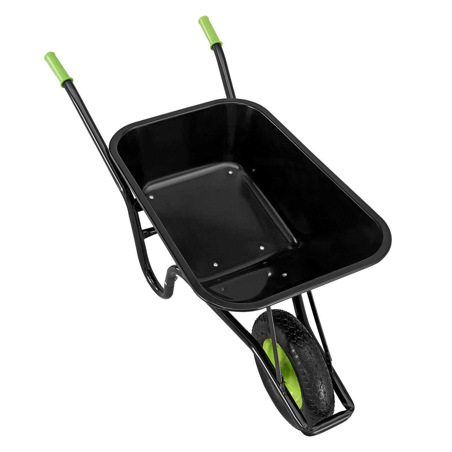 Juskys Schubkarre Garden, 100L, bis 210 kg, Luftreifen, verzinkte Wanne, inkl. Handschuhe