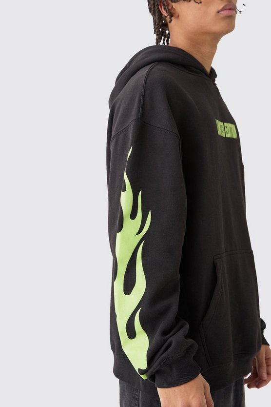 Oversize Limited Edition Hoodie mit Flammen