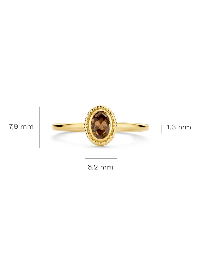 14 karātu dzeltenā zelta sārtuma gredzens ar kristālu 1239YBQ
