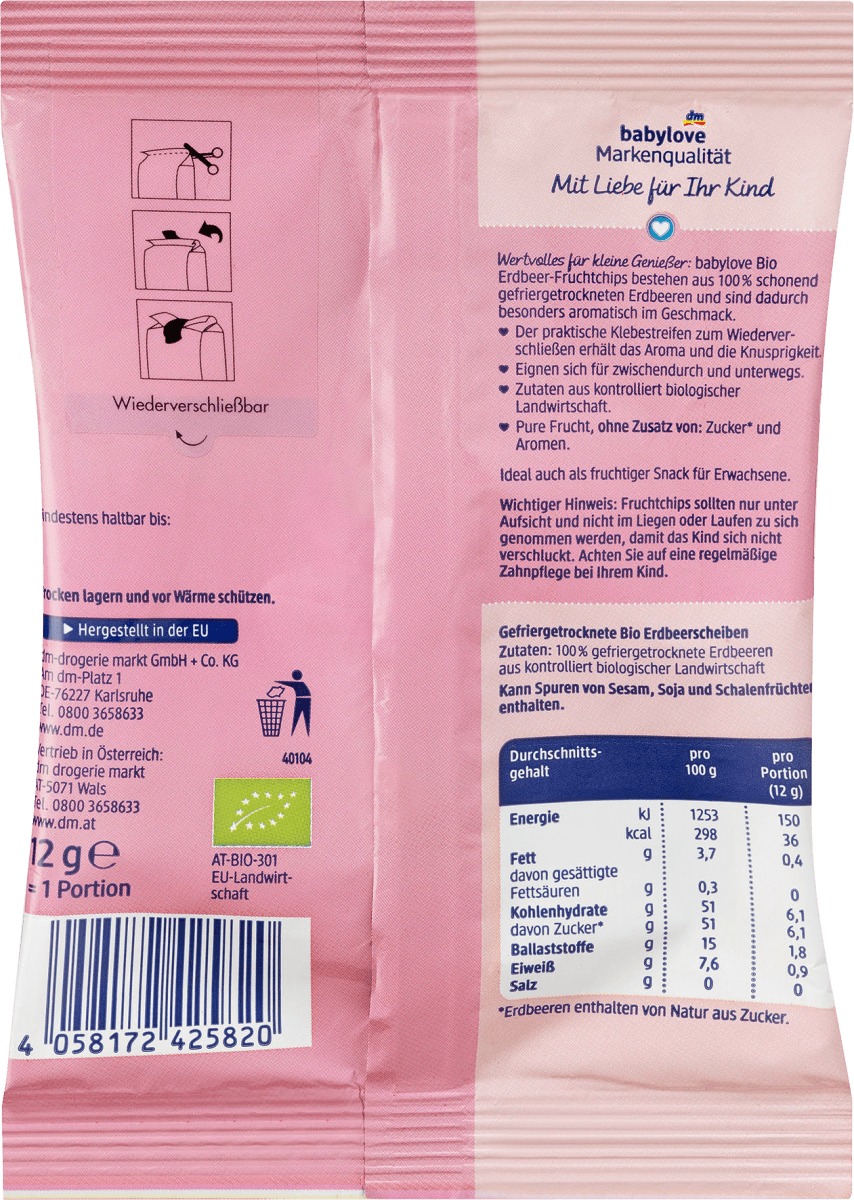 Kindersnack Bio Erdbeer-Fruchtchips ab 4 Jahren, 12 g