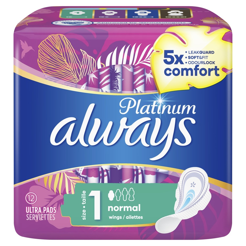 always Always Platinum Normal (Taille 1) Serviette Hygiénique Serviettes Hygiéniques