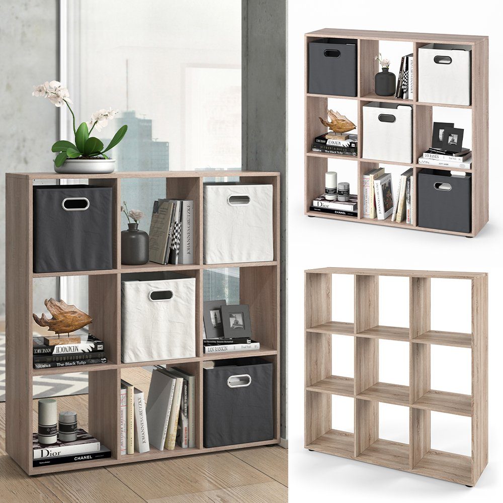 Vicco Raumteiler NOVE 9 Fächer Sonoma Eiche - Würfelregal Raumtrenner Standregal