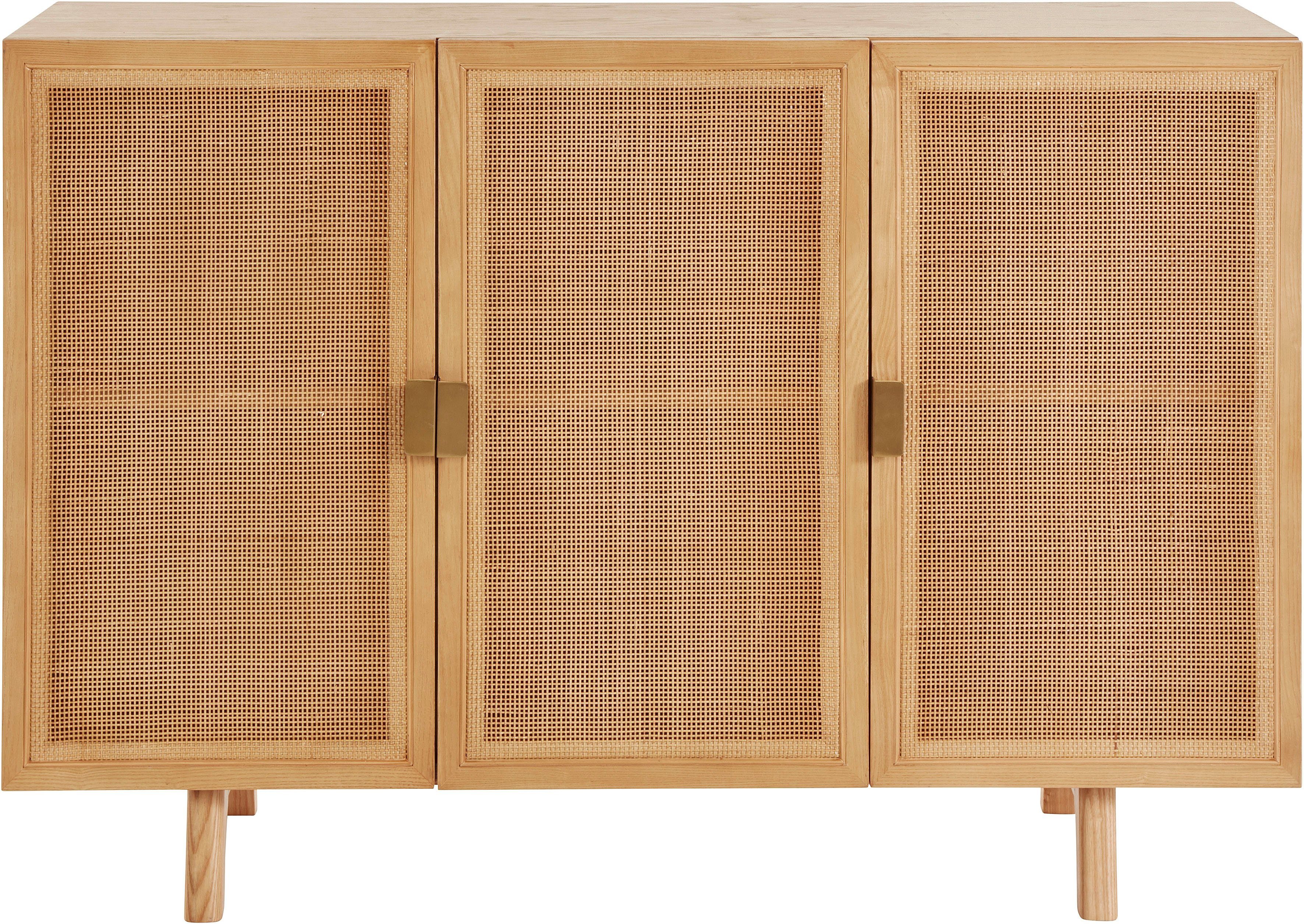 LeGer Home by Lena Gercke Sideboard Lina, Mit Rattan Einsatz, 4 Innenfächer, teilmassiv