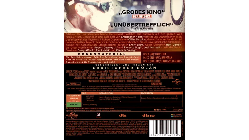Oppenheimer  (4K Ultra HD) (+ Blu-ray) ( + Bonus-Blu-ray)