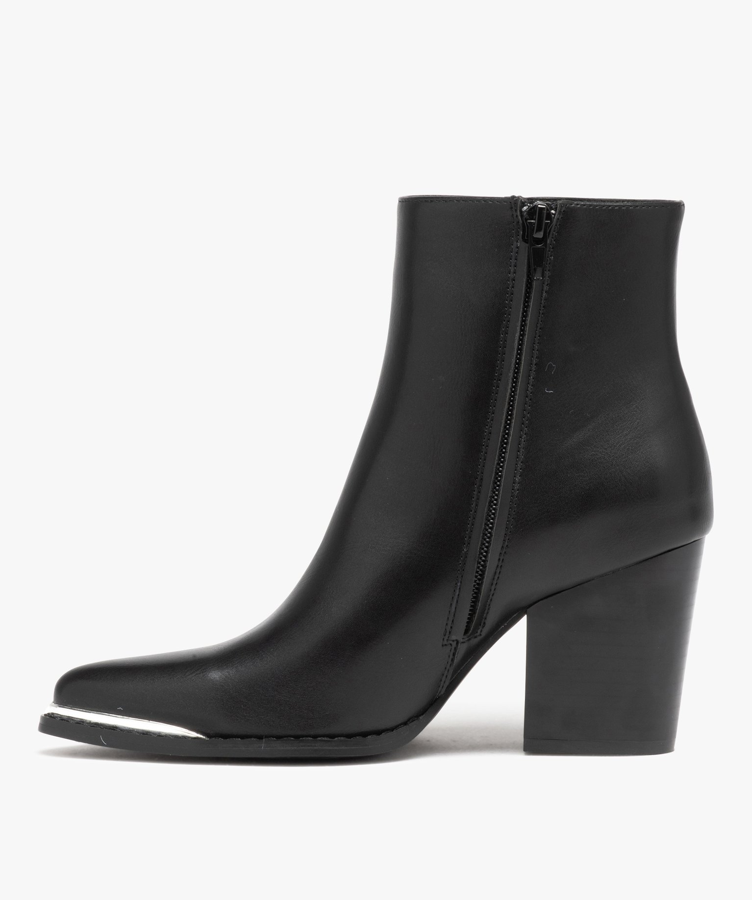 Boots femme unies à talon haut carré et bout pointu à lis... noir | GEMO