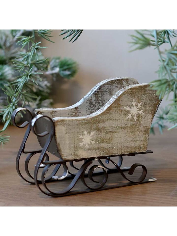 Chic Antique VINTAGE SCHLITTEN mit Schneeflocken 12x10 cm günstig kaufen onesize
