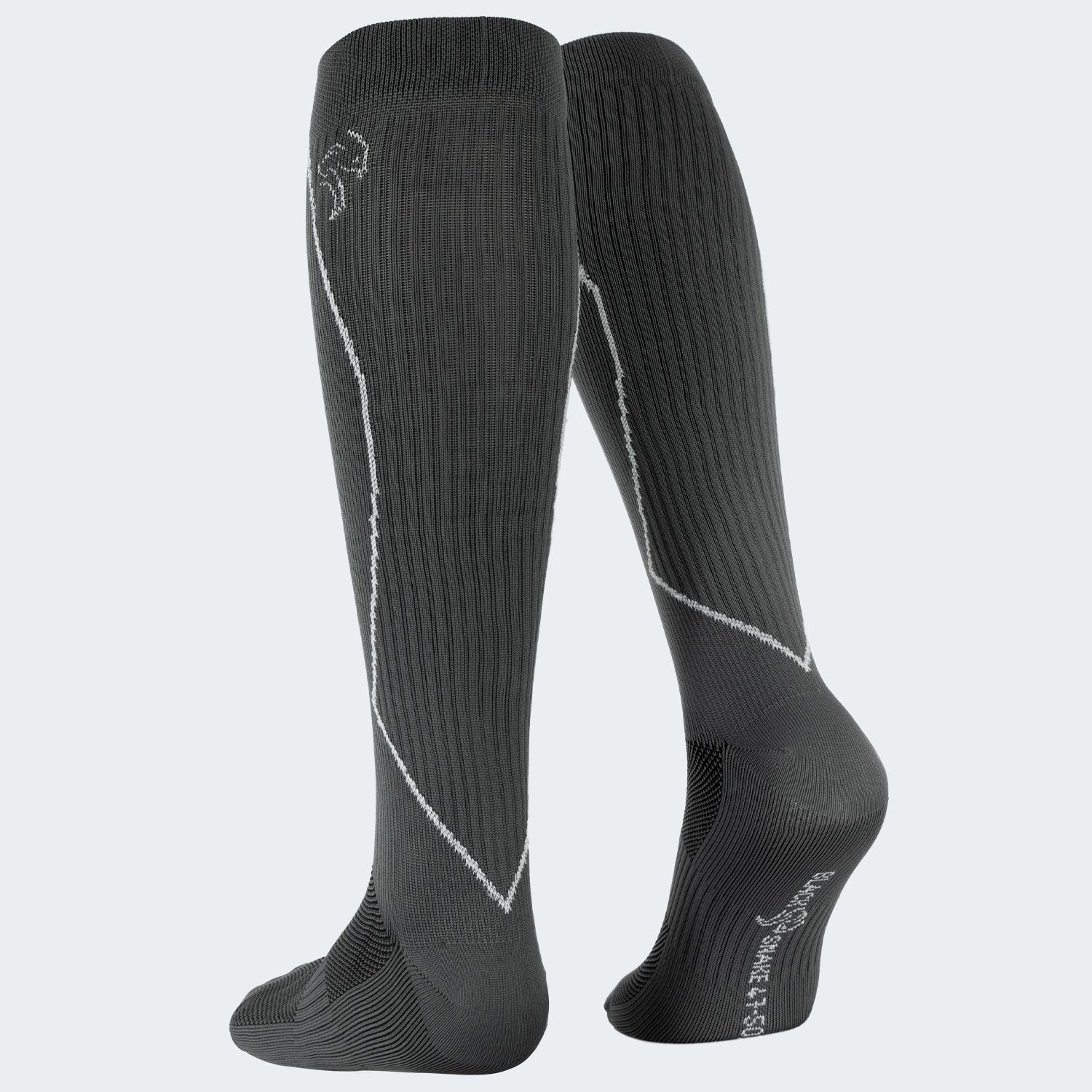 Black Snake Compression Fit Sport Grey Laufsocken