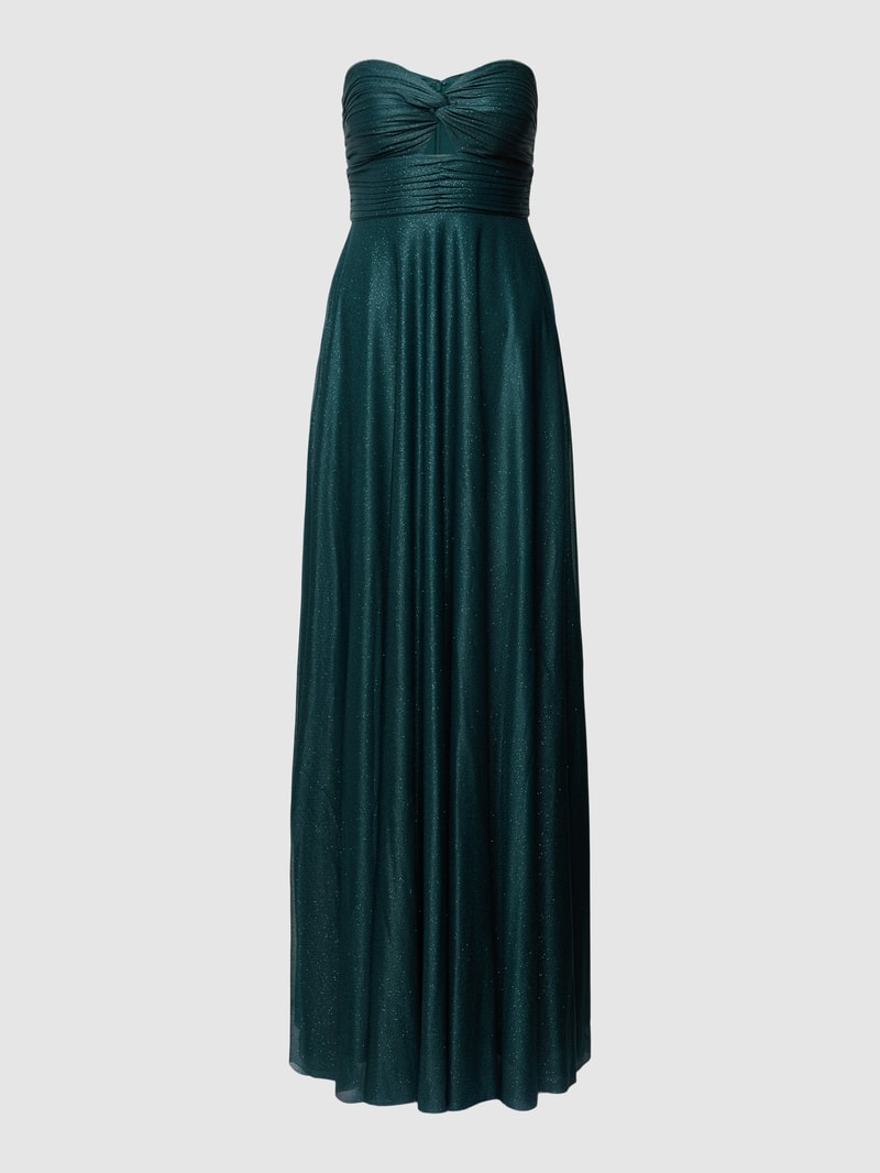 Abendkleid mit Raffungen in dunkelgrün