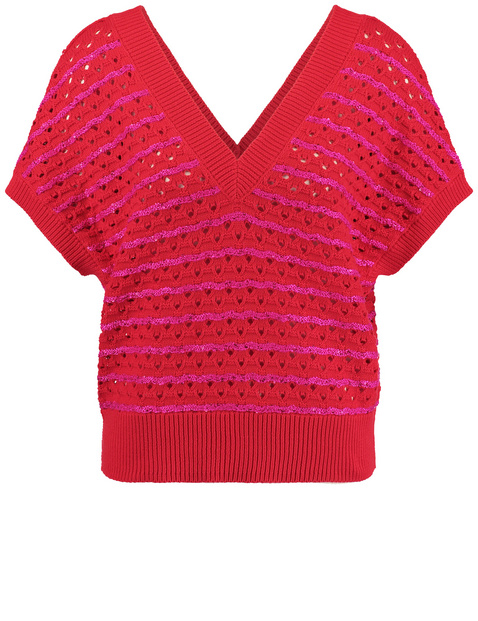 Kurzarmpullover aus luftigem Baumwollstrick