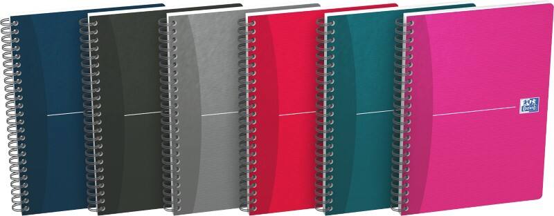 OXFORD Office Essentials Notizbuch DIN A5 Kariert Spiralbindung Pappe Farbig sortiert 180 Seiten 5 Stück à 90 Blatt