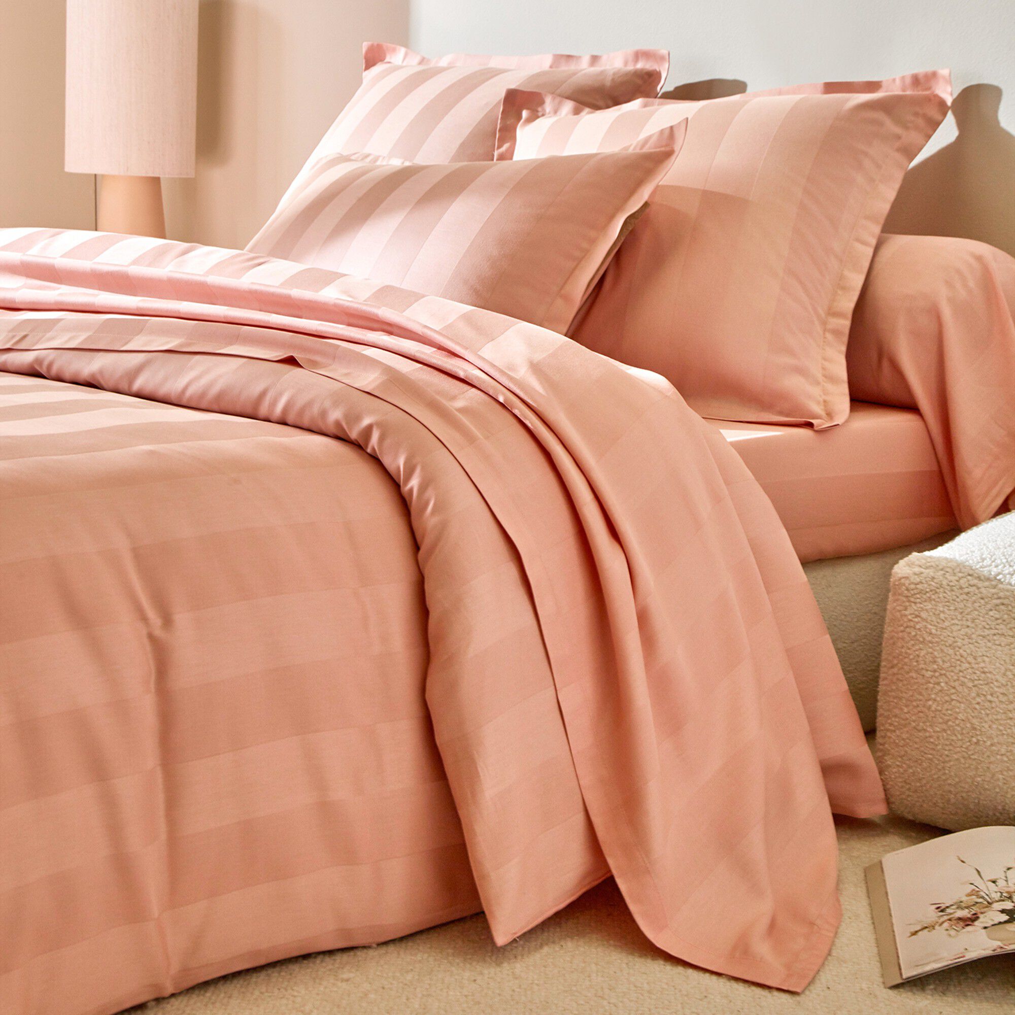 Linge de lit satin rayé