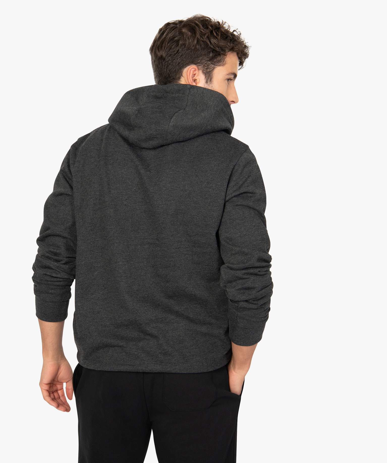 Sweat homme à capuche avec poche kangourou gris fonce | GEMO