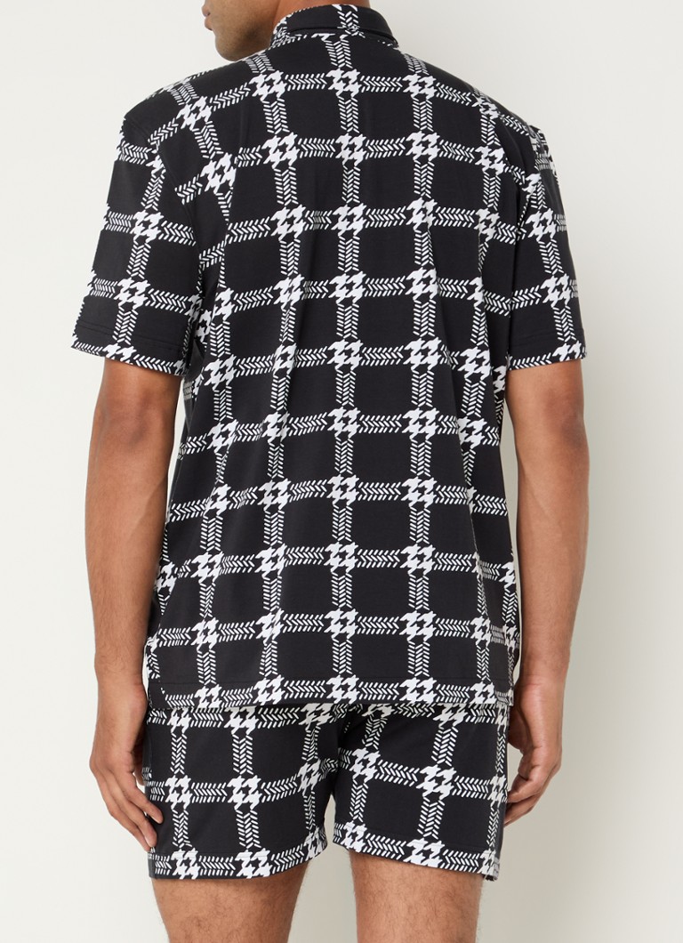 HUGO BOSS Houndstooth pajama set with print and side pockets