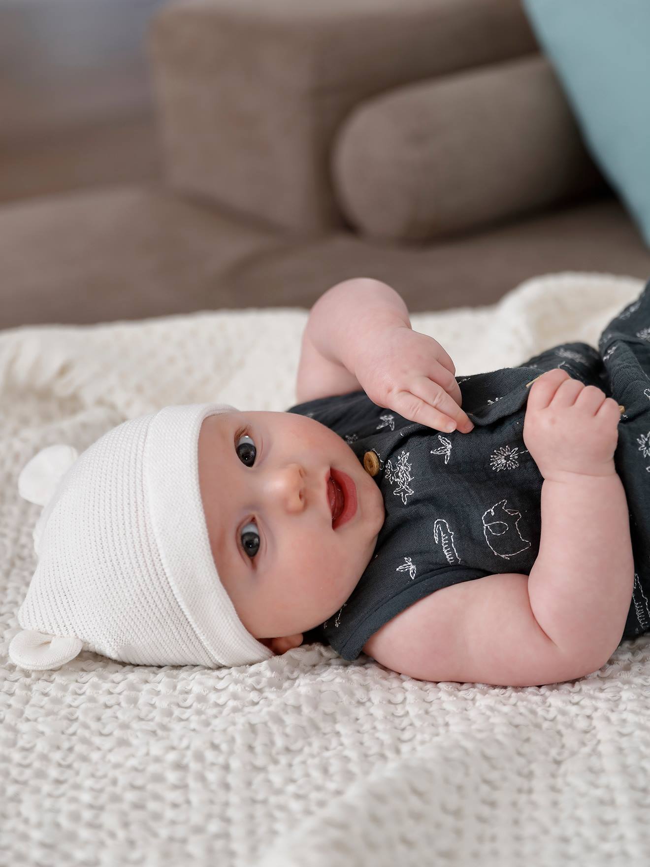 Vertbaudet Baby-Set: Mütze, Fäustlinge & Schühchen im Geschenkbeutel Oeko Tex - marine